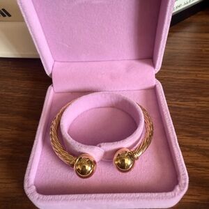 Twisted Open Cuff Bracelet in Gold Tone